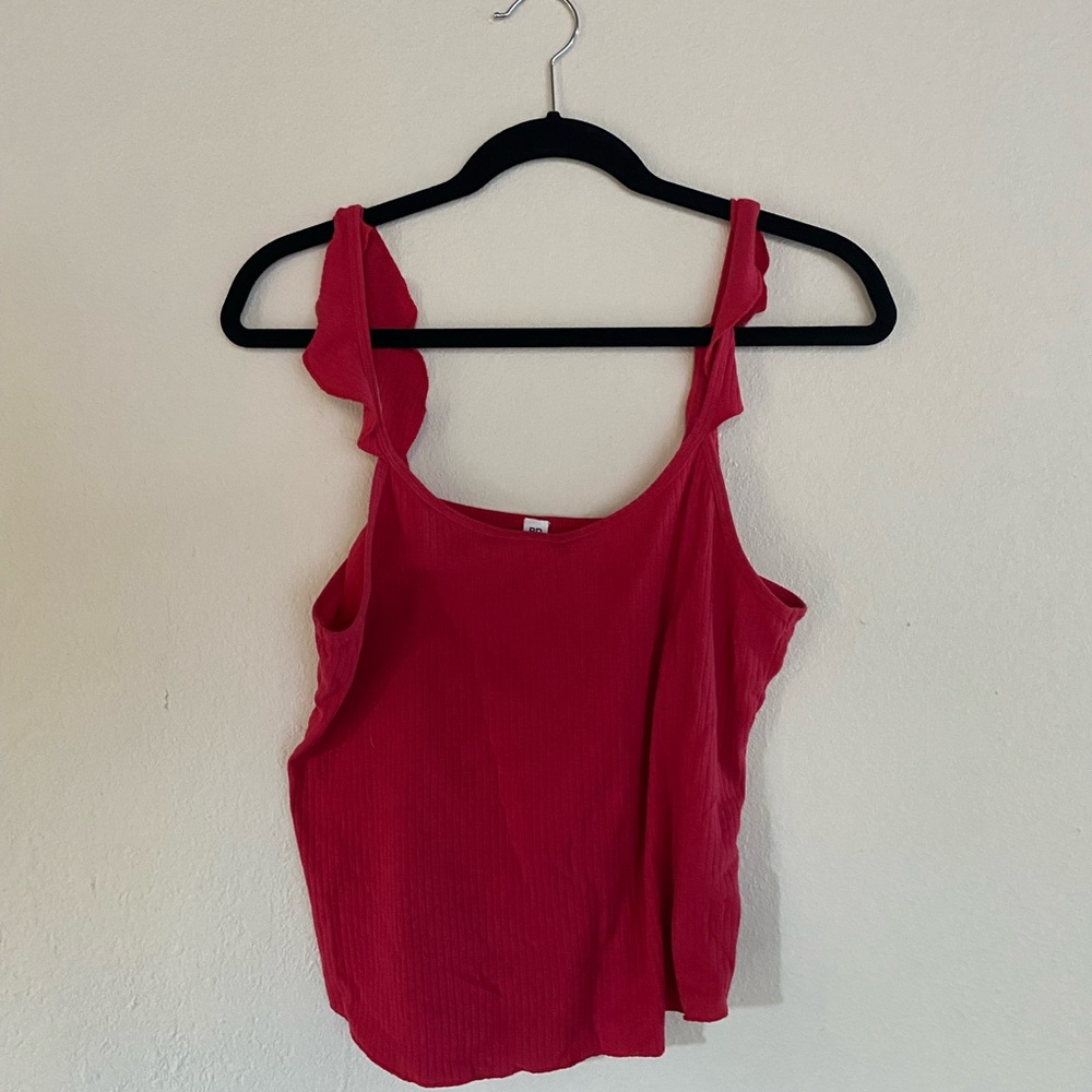 Ruffle strap Red Tank Top